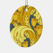 Tulp Patronenprint: Geel Blauw Art Nouveau Keramisch Ornament (Rechts)