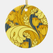 Tulp Patronenprint: Geel Blauw Art Nouveau Keramisch Ornament (Voorkant)