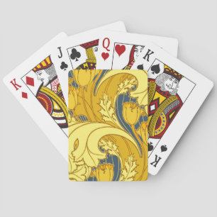 Tulp Patronenprint: Geel Blauw Art Nouveau Pokerkaarten
