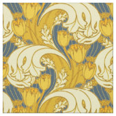 Tulp Patronenprint: Geel Blauw Art Nouveau Stof (Close Up)