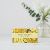 Tulp Patronenprint: Geel Blauw Art Nouveau Visitekaartje (Staand voorkant)