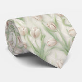 Tulp Patroon - Elegant Bloemendesign Stropdas (Opgerold)