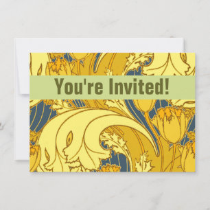 Tulp Patroon Print: Geel Blauw Art Nouveau Kaart