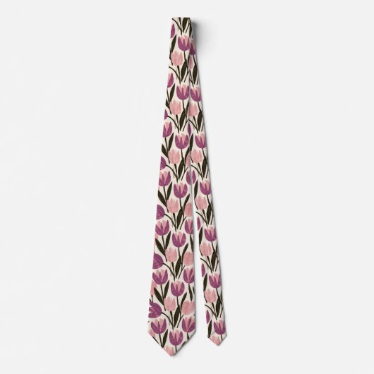 Tulp Patroon Vader Bruidegom Wilde Bloem Bruiloft Stropdas (Voorkant)