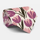 Tulp Patroon Vader Bruidegom Wilde Bloem Bruiloft Stropdas (Opgerold)