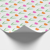 Tulp-patroon voor hot-roze en Oranje Waterverf Cadeaupapier (Hoek)