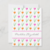 Tulp-patroon voor hot-roze en Oranje Waterverf Notitiekaartje (Voorkant)