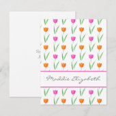 Tulp-patroon voor hot-roze en Oranje Waterverf Notitiekaartje (Voorkant / Achterkant)