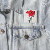 Tulp: Perroquet Rouge Vierkante Button 5,1 Cm (In situ)