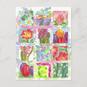 Tulp Poppy Roos Rode Bloem Collage Briefkaart