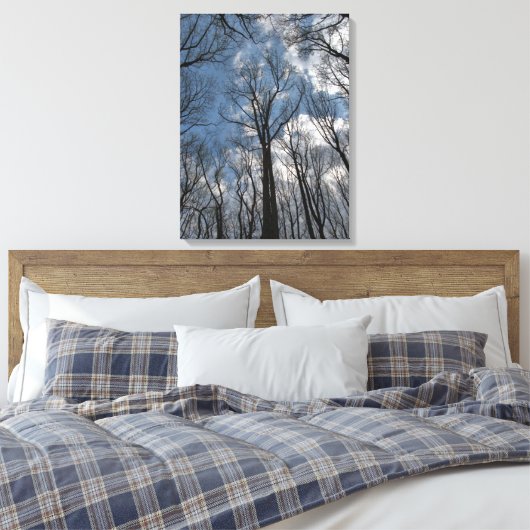  Tulp Populierbomen Bewolkte Blauwe Hemel Canvas Afdruk (Insitu (Slaapkamer))