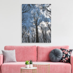 Tulp Populierbomen Bewolkte Blauwe Hemel Canvas Afdruk