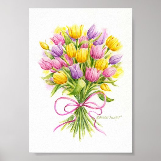Tulp Poster Helder En Mooi Boeket (Voorkant)
