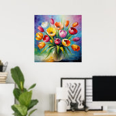 Tulp Radiance Bloemen Arrangement Poster (Thuiskantoor)