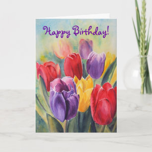 Tulp regenboog - Happy Birthday! Kaart