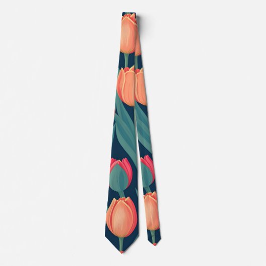 Tulp Retro Kleurrijk Gepersonaliseerd Patroon Stropdas (Voorkant)