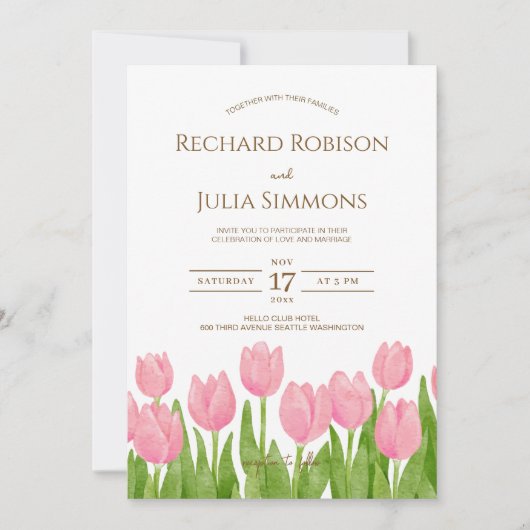 Tulp Romance Floral Pink Weddenschap Save The Date (Voorkant)