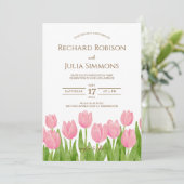 Tulp Romance Floral Pink Weddenschap Save The Date (Staand voorkant)