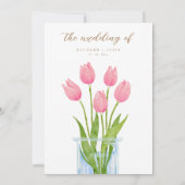 Tulp Romance Floral Pink Weddenschap Save The Date (Achterkant)