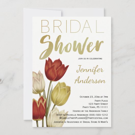  Tulp Rood Wit Goud Vrijgezellenfeest Kaart (Voorkant)