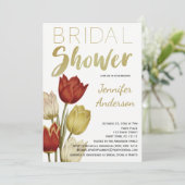  Tulp Rood Wit Goud Vrijgezellenfeest Kaart (Staand voorkant)