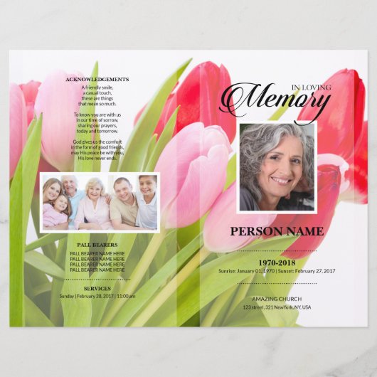 Tulp rouwkaart template (Voorkant)