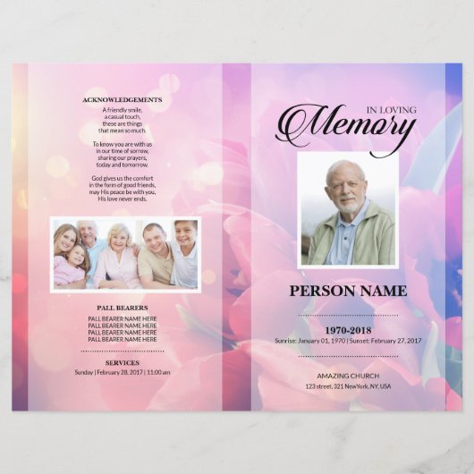 Tulp rouwkaart template (Voorkant)