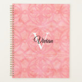 Tulp Roze Batik Elegante Monogram Naam Planner (Voorkant)
