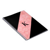 Tulp Roze Batik en Zwart Monogrammed Notitieboek (Rechterzijde)