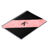 Tulp Roze Batik en Zwart Monogrammed Notitieboek (Linkerzijde)