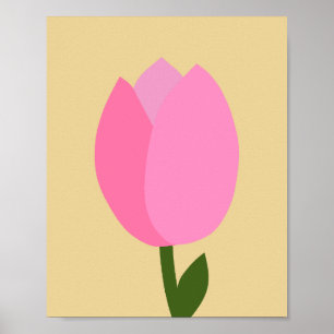Tulp roze en gele bloem poster