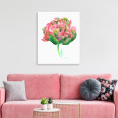 Tulp roze groen Botanische waterverf Canvas Afdruk (Insitu (Woonkamer))