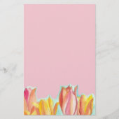 Tulp Roze Stationery Papier Waterverf Floral Art (Voorkant)