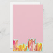 Tulp Roze Stationery Papier Waterverf Floral Art (Voorkant / Achterkant)