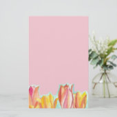 Tulp Roze Stationery Papier Waterverf Floral Art (Staand voorkant)