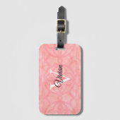 Tulp Roze Waterverf Monogram Naam Bagagelabel (Voorkant (verticaal))