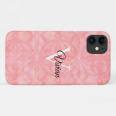 Tulp Roze Waterverf Monogram Naam Case-Mate iPhone Case (Achterkant (horizontaal))