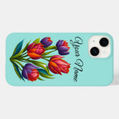 Tulp schilderen - iPhone Case Blauwgroen personali (Achterkant (horizontaal))