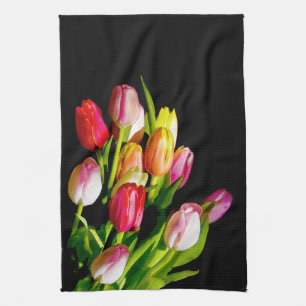 Tulp schilderen - Oorspronkelijke blokkunst Theedoek