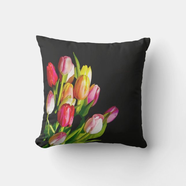 Tulp schilderen - Oorspronkelijke blowerende kunst Buitenkussen (Voorkant)