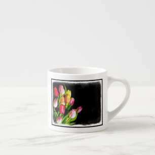 Tulp schilderen - Oorspronkelijke blowerende kunst Espresso Kop