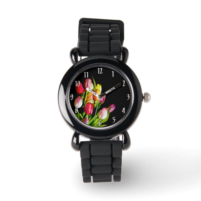 Tulp schilderen - Oorspronkelijke blowerende kunst Horloge (Voorkant)