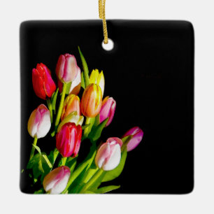 Tulp schilderen - Oorspronkelijke blowerende kunst Keramisch Ornament