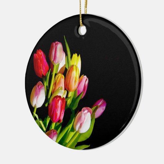 Tulp schilderen - Oorspronkelijke blowerende kunst Keramisch Ornament (Links)