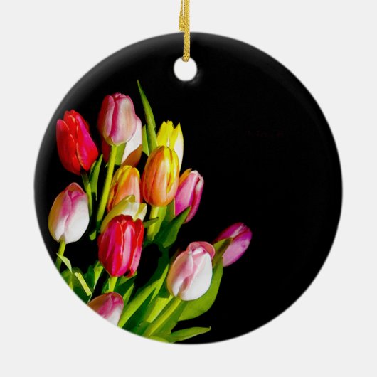 Tulp schilderen - Oorspronkelijke blowerende kunst Keramisch Ornament (Achterkant)