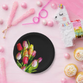 Tulp schilderen - Oorspronkelijke blowerende kunst Papieren Bordje (Feest)