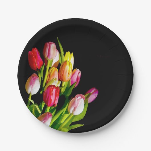 Tulp schilderen - Oorspronkelijke blowerende kunst Papieren Bordje (Voorkant)