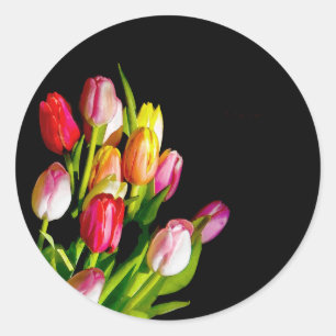 Tulp schilderen - Oorspronkelijke blowerende kunst Ronde Sticker