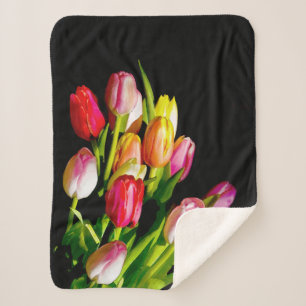 Tulp schilderen - Oorspronkelijke blowerende kunst Sherpa Deken
