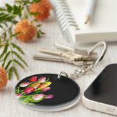 Tulp schilderen - Oorspronkelijke blowerende kunst Sleutelhanger (Voorkant Rechts)